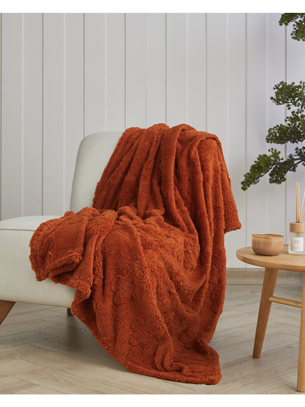 Sarı Flower Joy Koltuk Şalı 120x160 cm Hardal-1