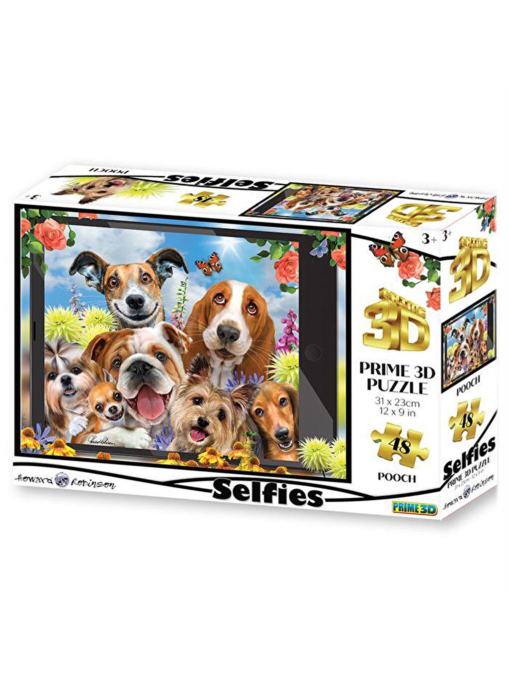 Prime 3D Karışık Sevimli Köpekler Selfie 48 Parça Puzzle 20554