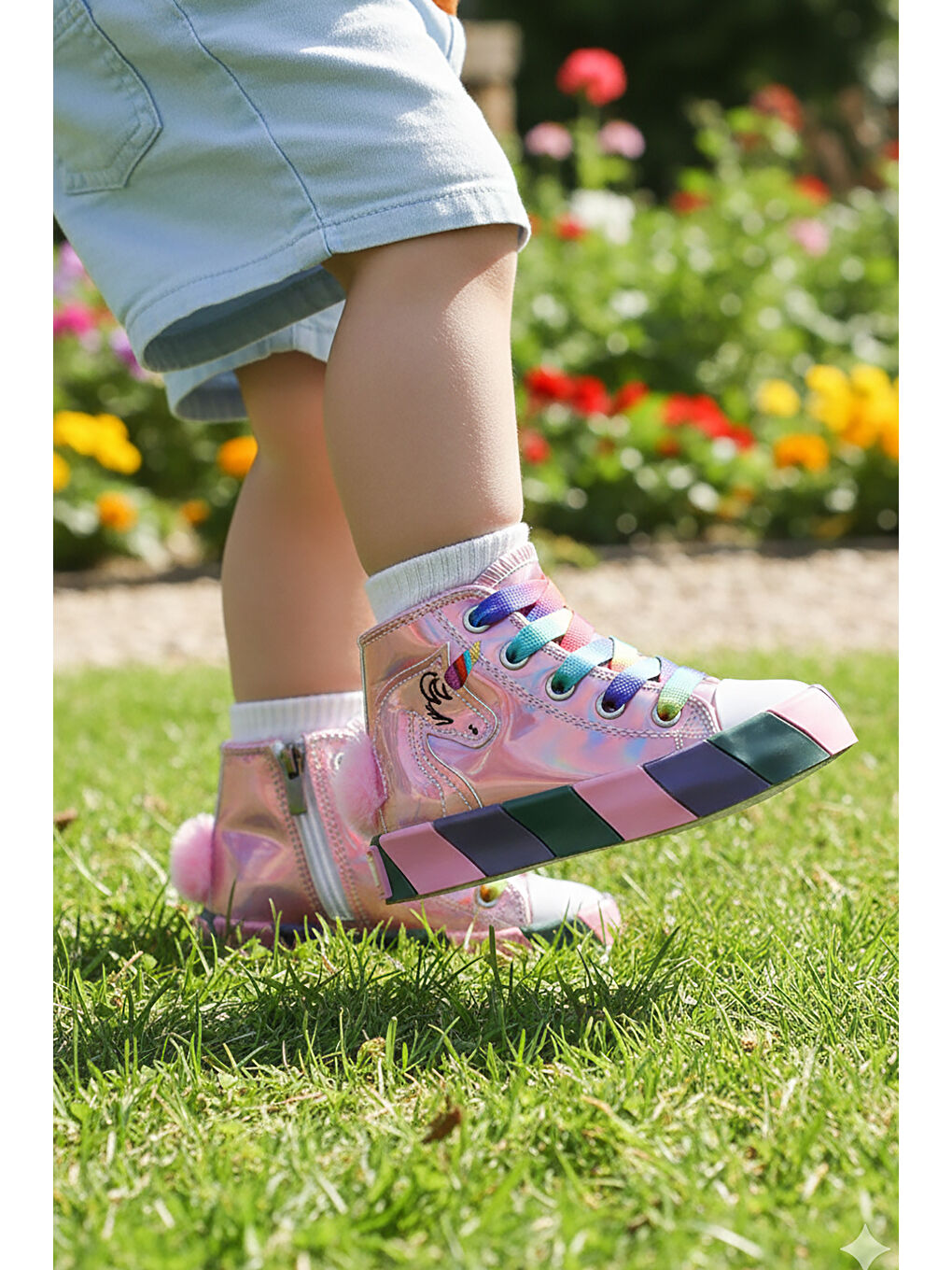 Pembe Fermuarlı Işıklı Kız Bebek Spor Ayakkabı-2