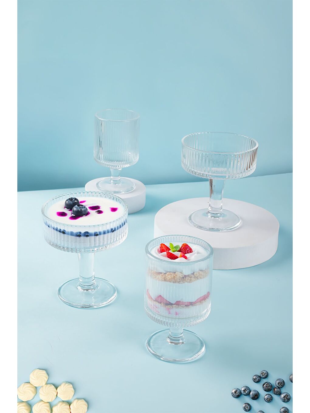 Renksiz 4'lü Ayaklı Sunum Kasesi