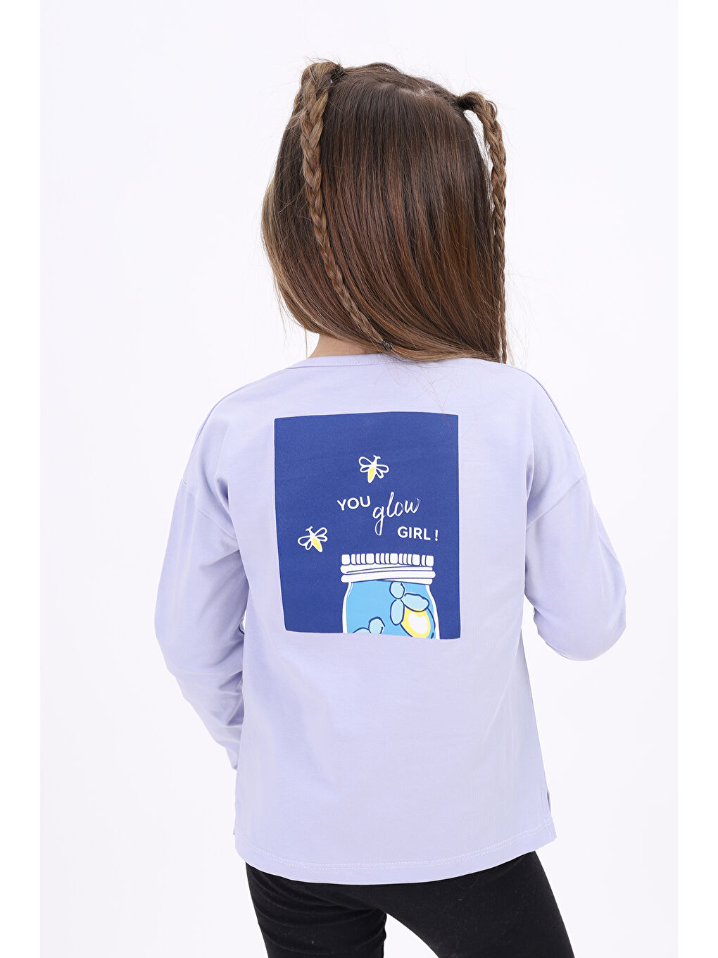 Lila Kız Çocuk Baskılı Tişört-1