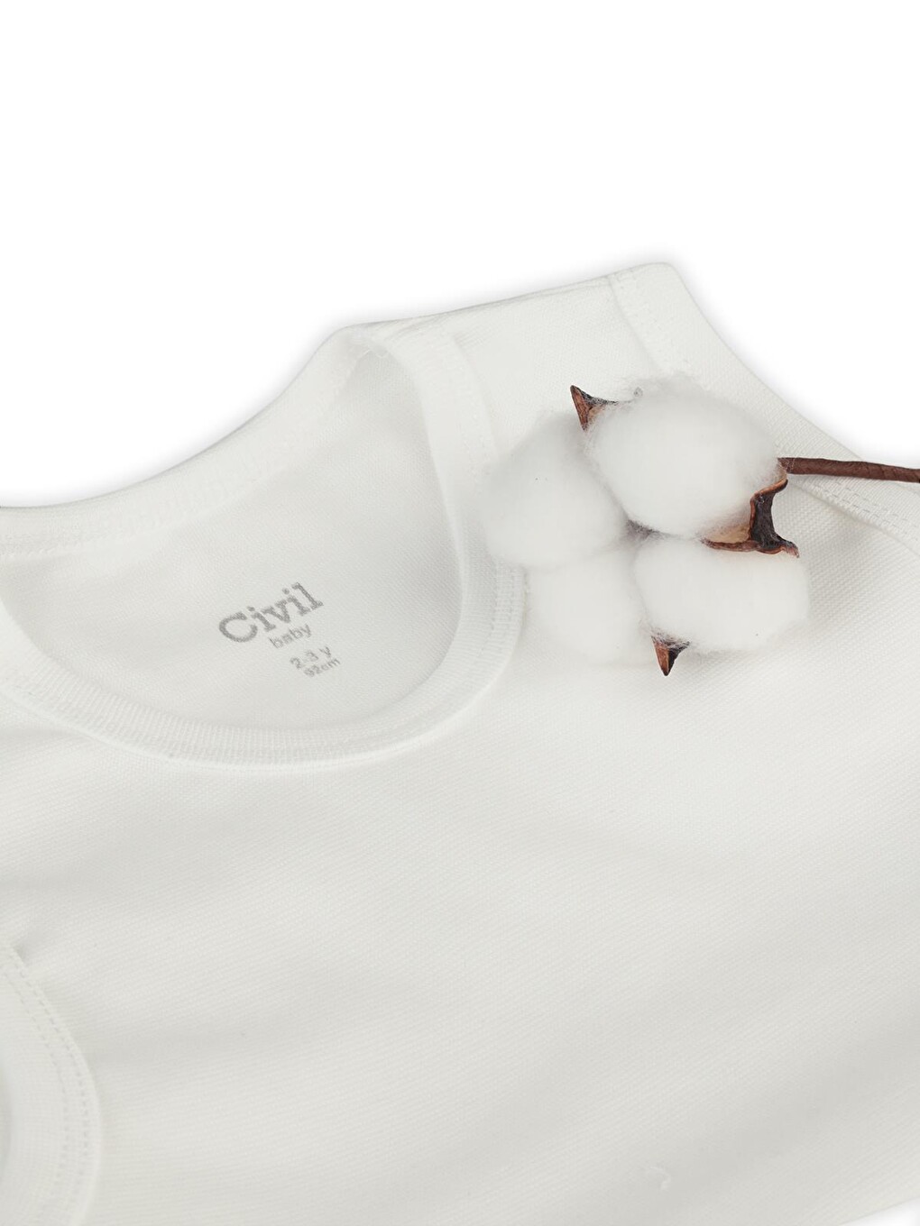 Baby 5 Li Organik Sıfır Kol 0-36 Ay Çıtçıtlı Badi - Ekru-4