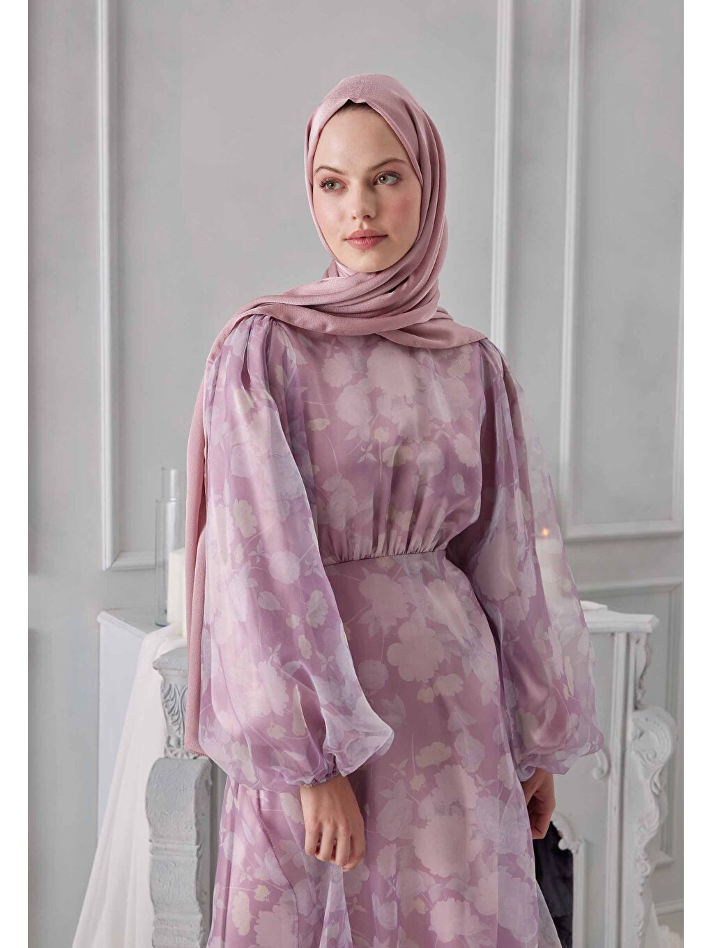 Pembe Janjanlı Şal Pudra