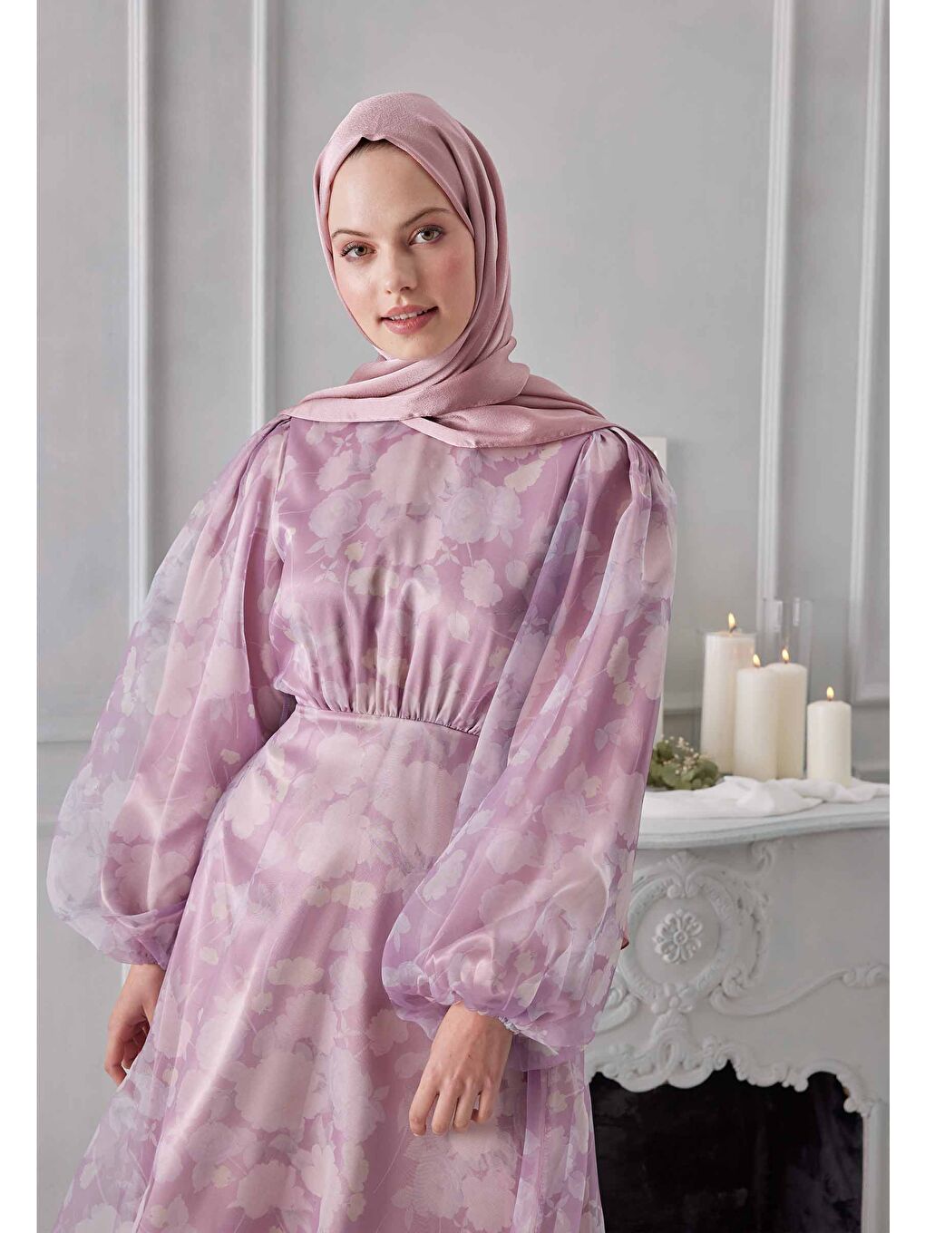 Pembe Janjanlı Şal Pudra-1