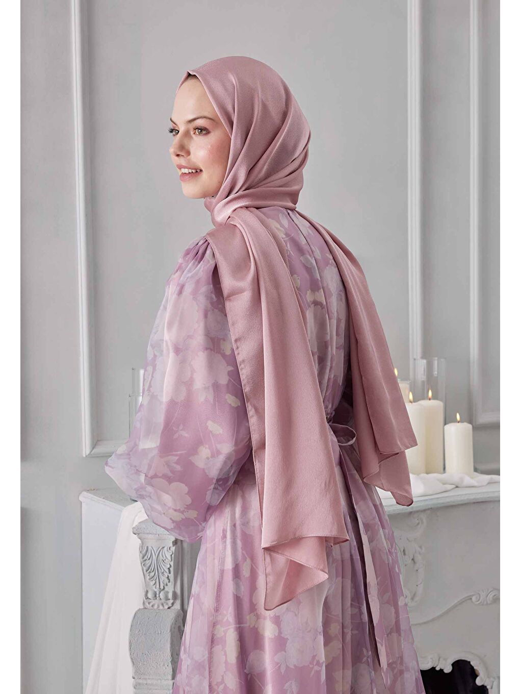 Pembe Janjanlı Şal Pudra-3