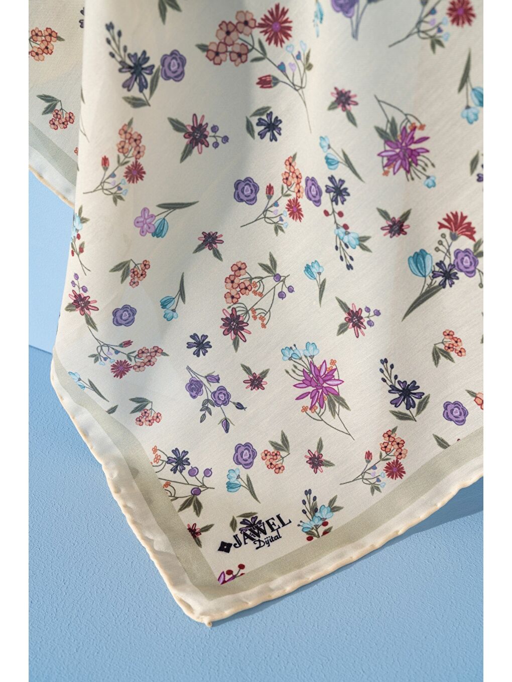 Sarı Kadın Digital Baskılı Çiçek Desen Soft Eşarp-1