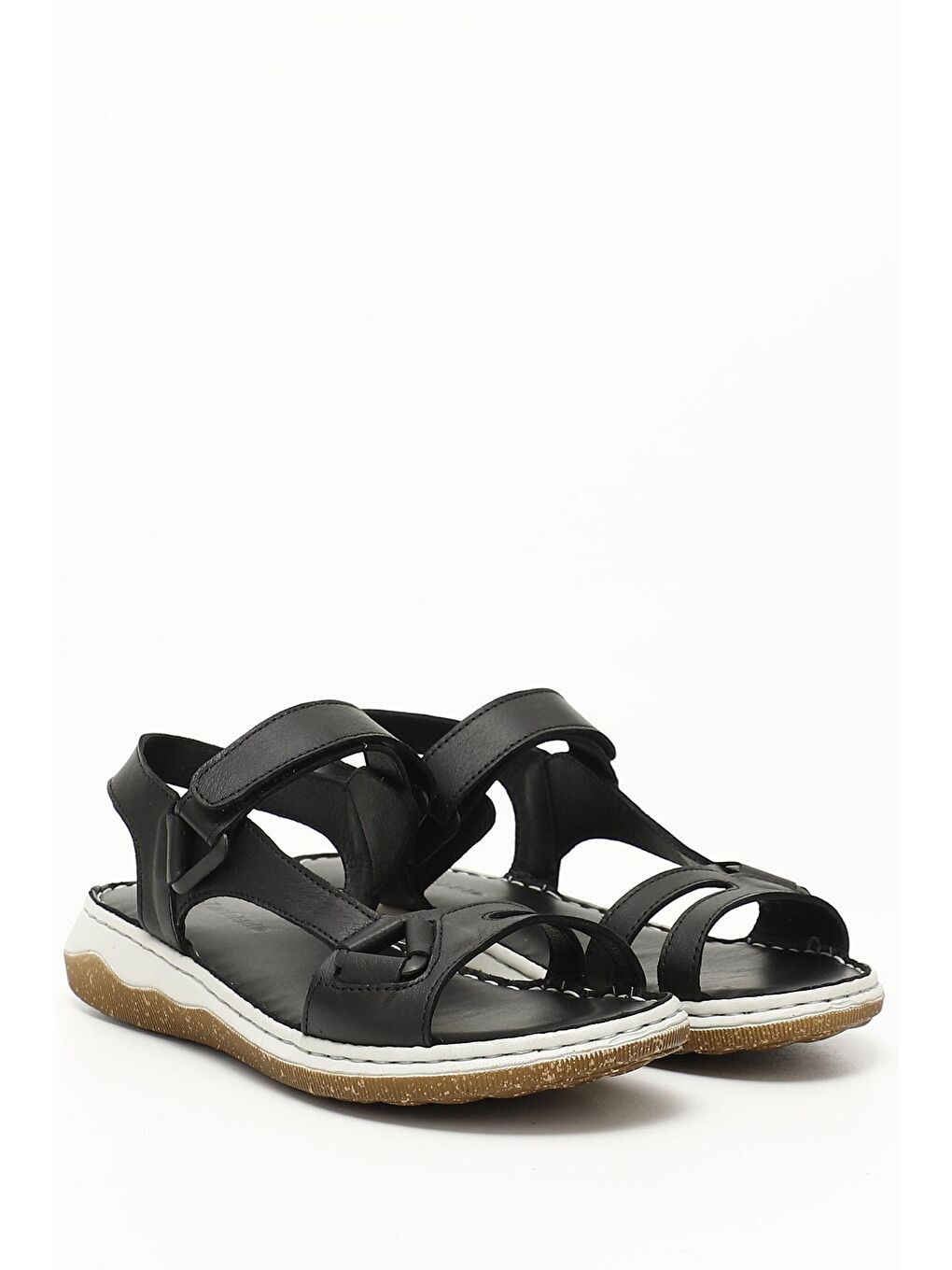 Siyah SİYAH  Hakiki Deri Dolgu Taban Kadın Sandalet 42975-1