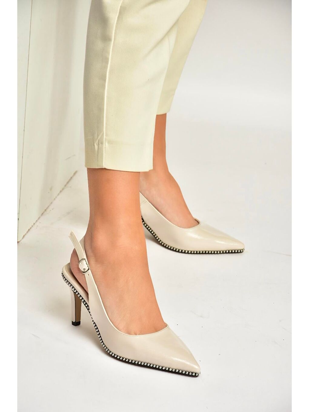 Bej Kadın Topuklu Ayakkabı Y572099760-1