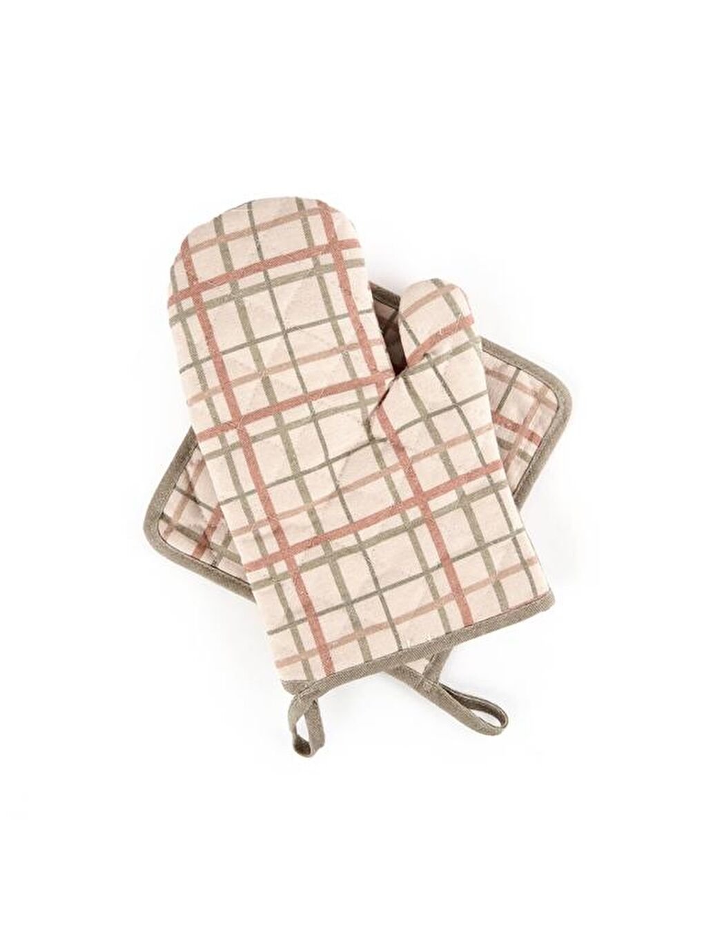 Kahverengi Çizgili Mutfak Eldiveni Ve Tutaç Seti - 17x30 cm + 20x20 cm-2