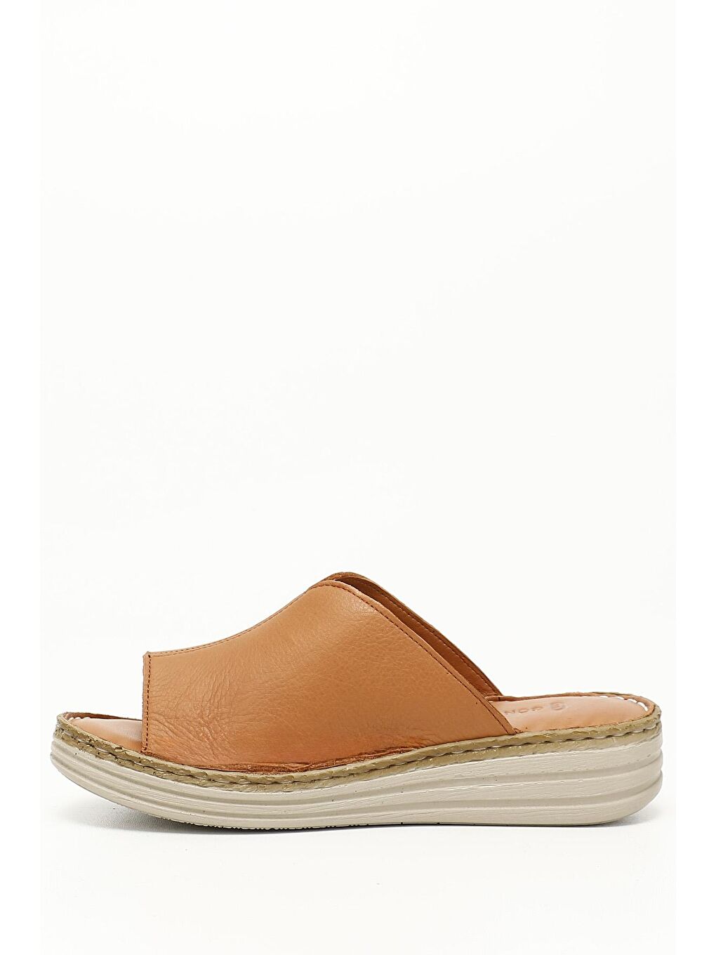 Kahverengi TABA-BEJ  Hakiki Deri Kadın Dolgu Günlük Terlik 42340-2