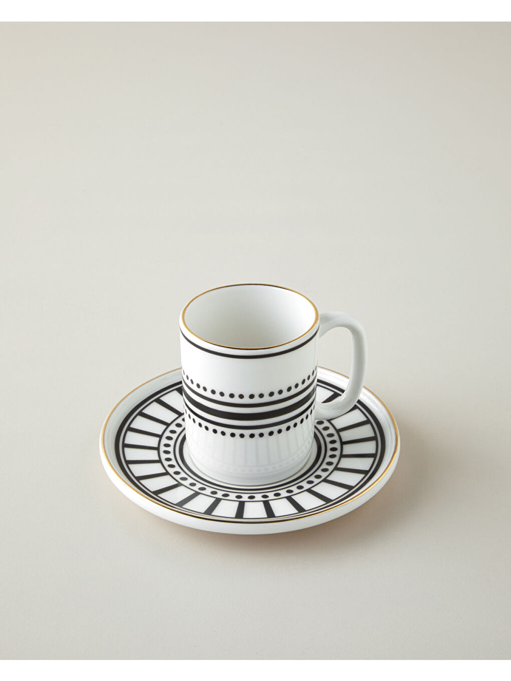 White Mirage Bone Porselen 4 Parça 2 Kişilik Kahve Fincan Takımı 90 ml Siyah-Beyaz-Gold-2