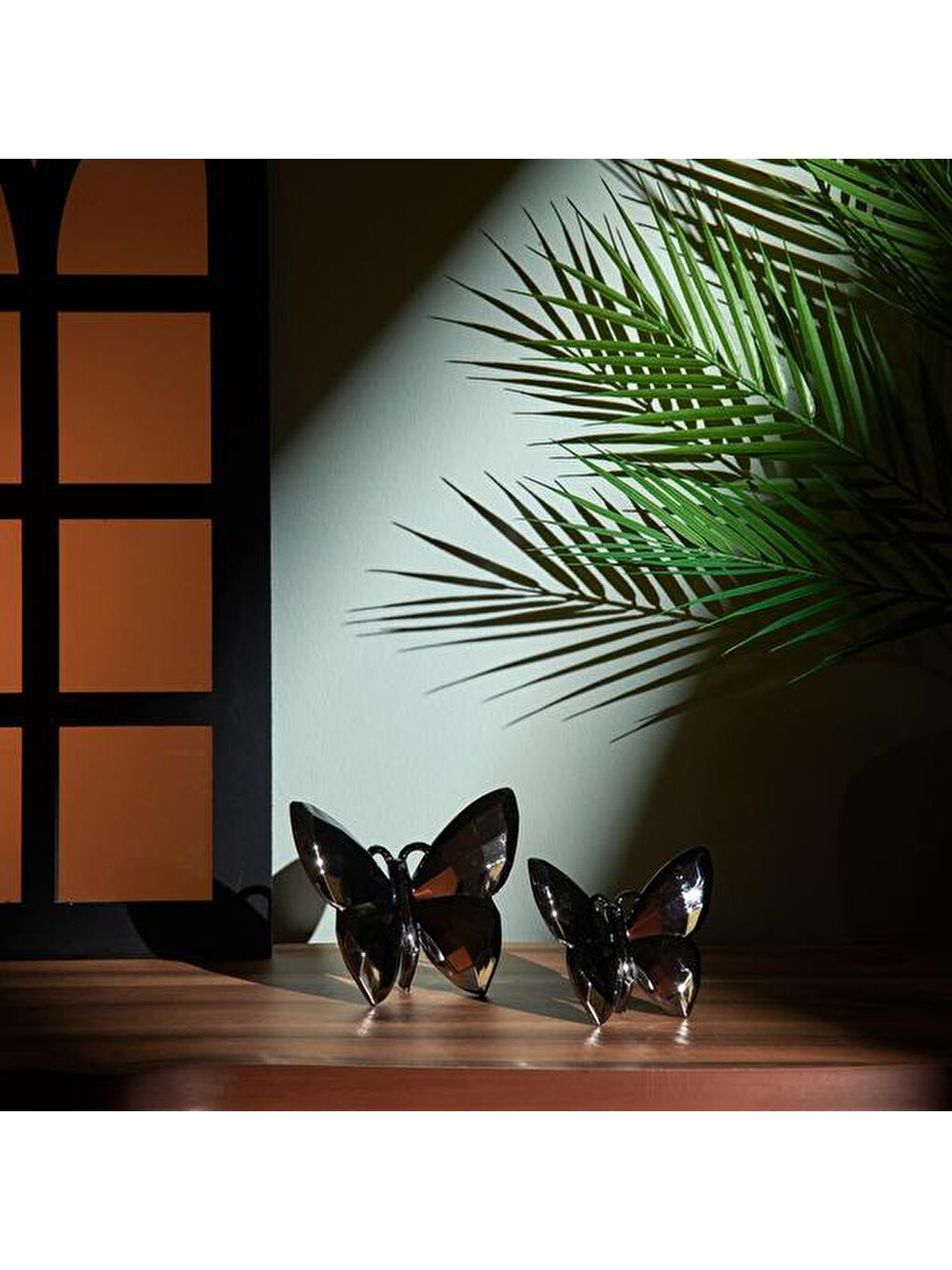Dekoratif 2'li Kelebek Biblo - Antrasit