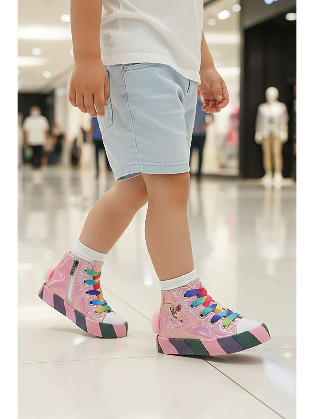 Pembe Fermuarlı Işıklı Kız Çocuk Spor Ayakkabı-2