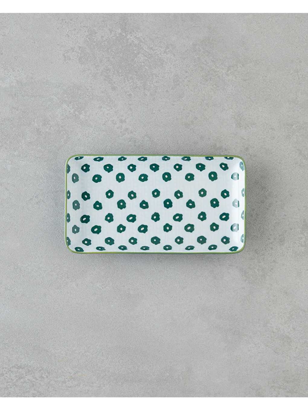 Plantopia Porselen Kayık Tabak 17x10 cm Beyaz - Yeşil-1