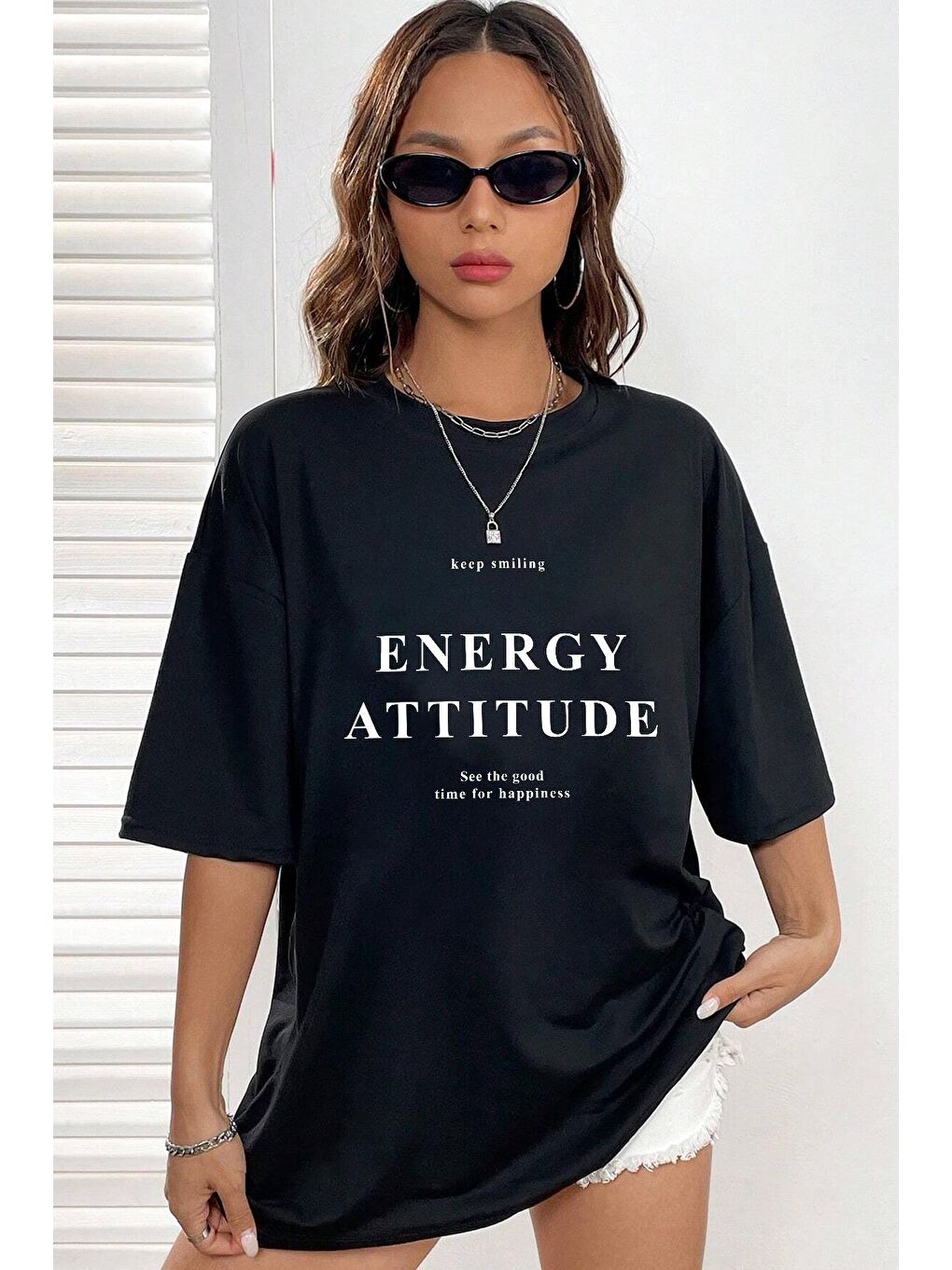 uyguntarz Siyah Energy Baskılı Tasarım Tshirt