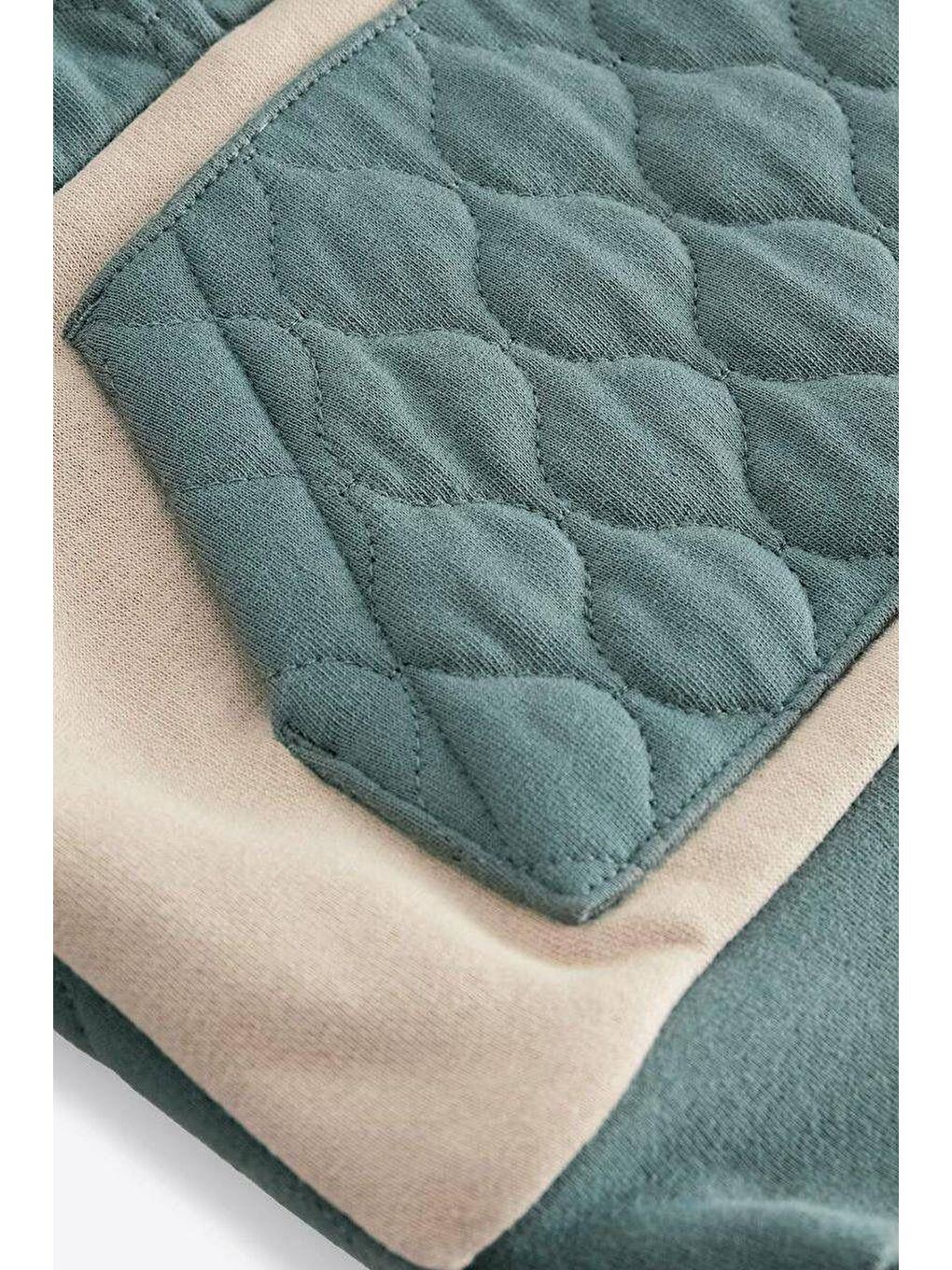 Karışık Erkek Çocuk Pamuklu Kapitone Kapüşonlu Eşofman Takımı - Yeşil Bej Renkli-3