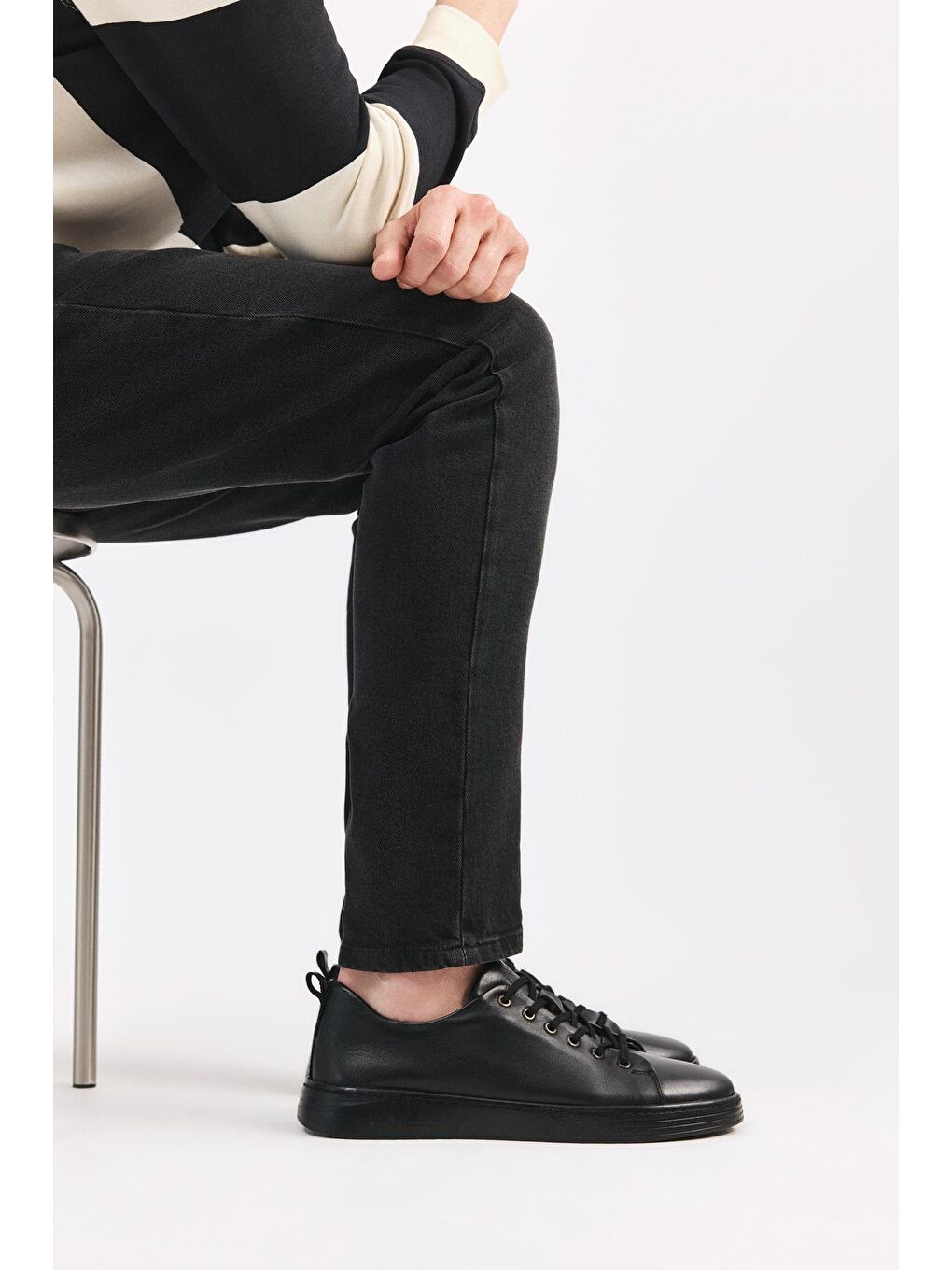 Hakiki Deri Siyah Erkek Günlük Ayakkabı