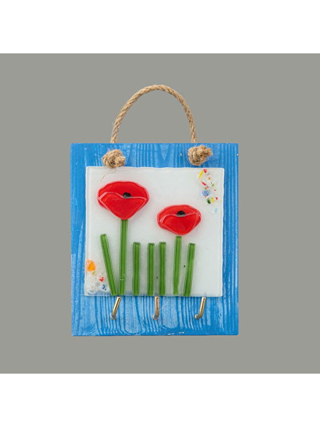 Deco Çiçek Anahtar Askısı - Mavi - 15 cm