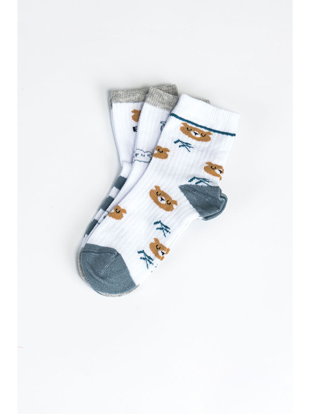 Ekru Erkek Çocuk Dikişsiz 3 'lü Soket Çorap 3 Yaş - 6 yaş-1