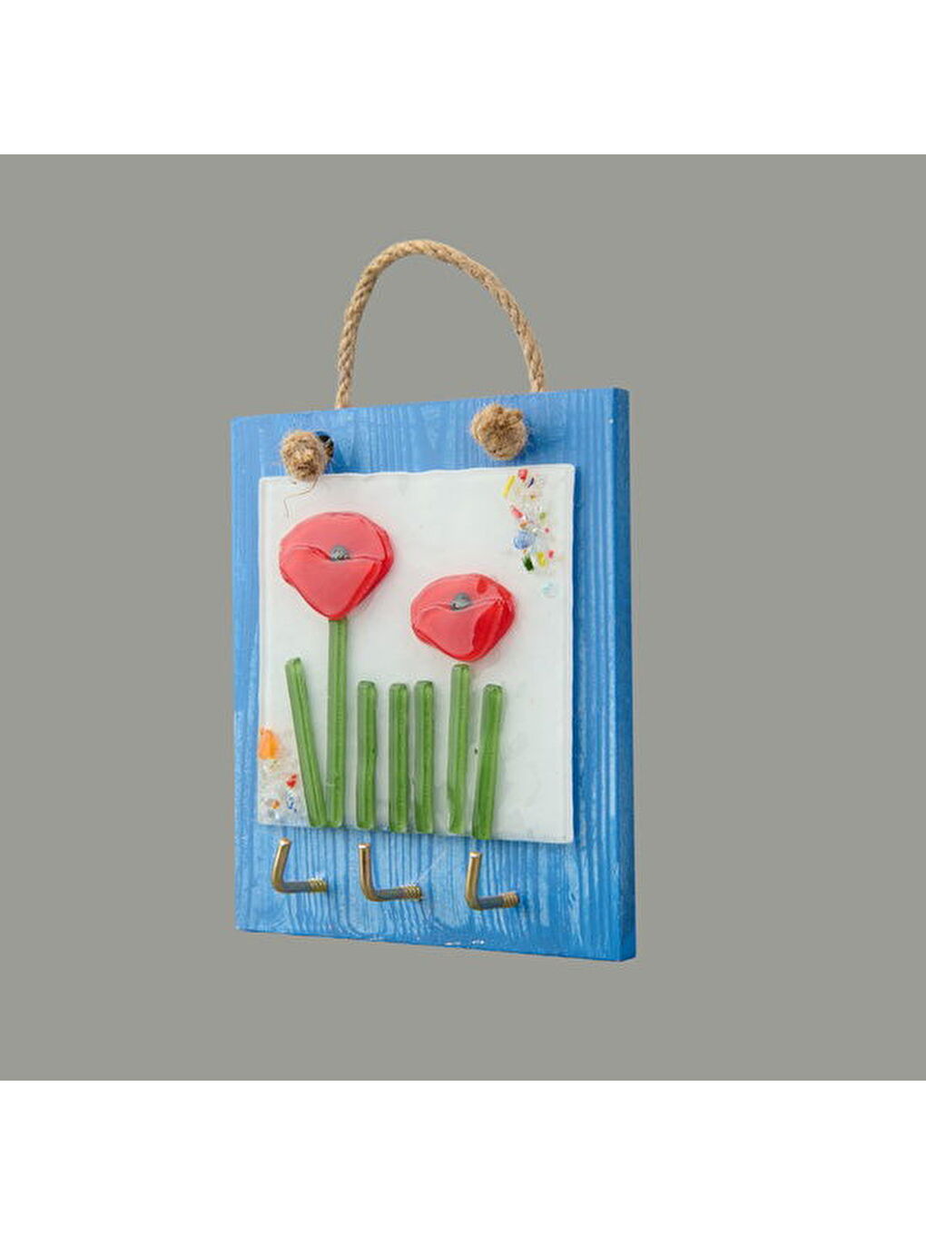 Deco Çiçek Anahtar Askısı - Mavi - 15 cm-1