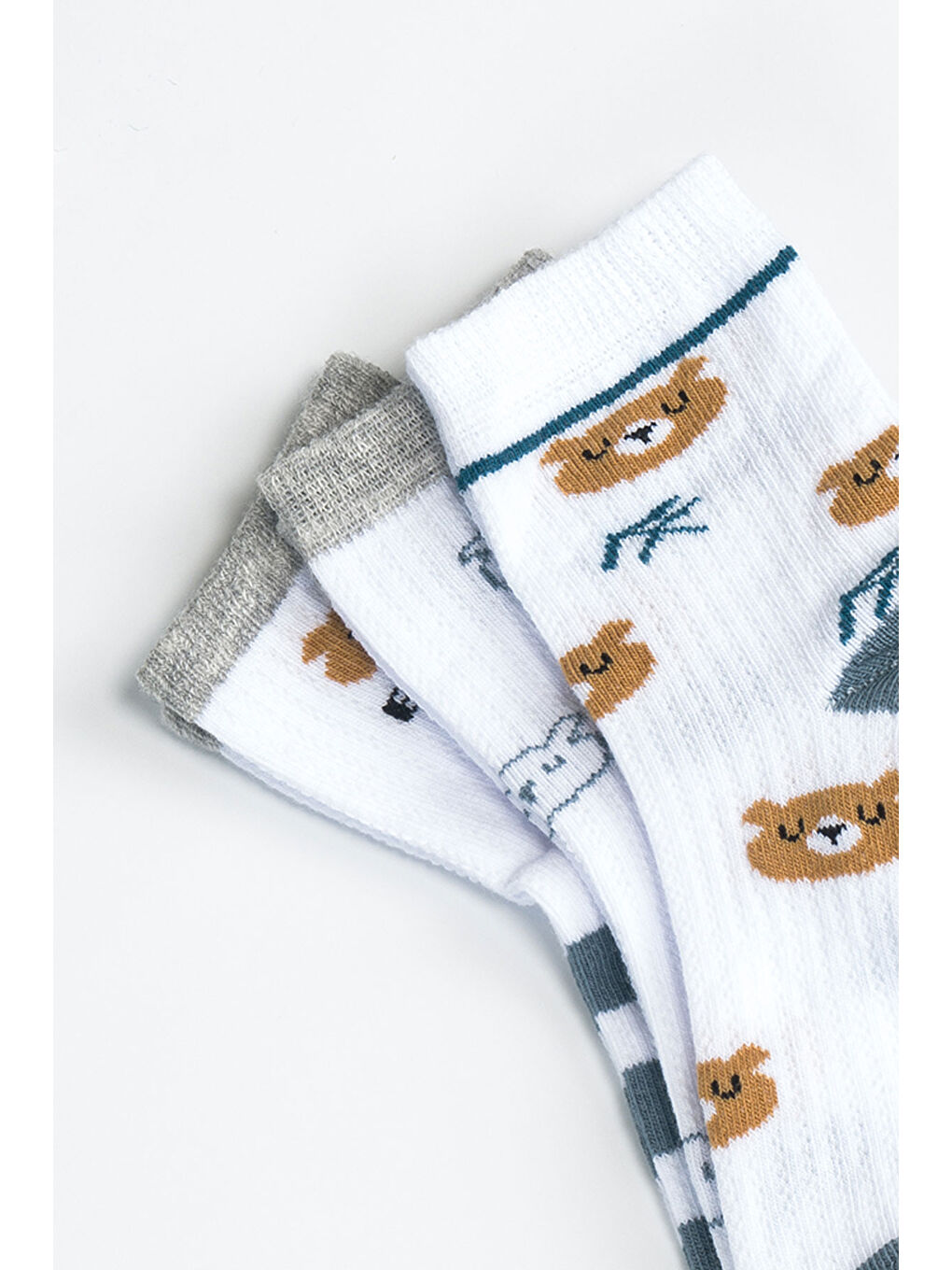 Ekru Erkek Çocuk Dikişsiz 3 'lü Soket Çorap 3 Yaş - 6 yaş-2