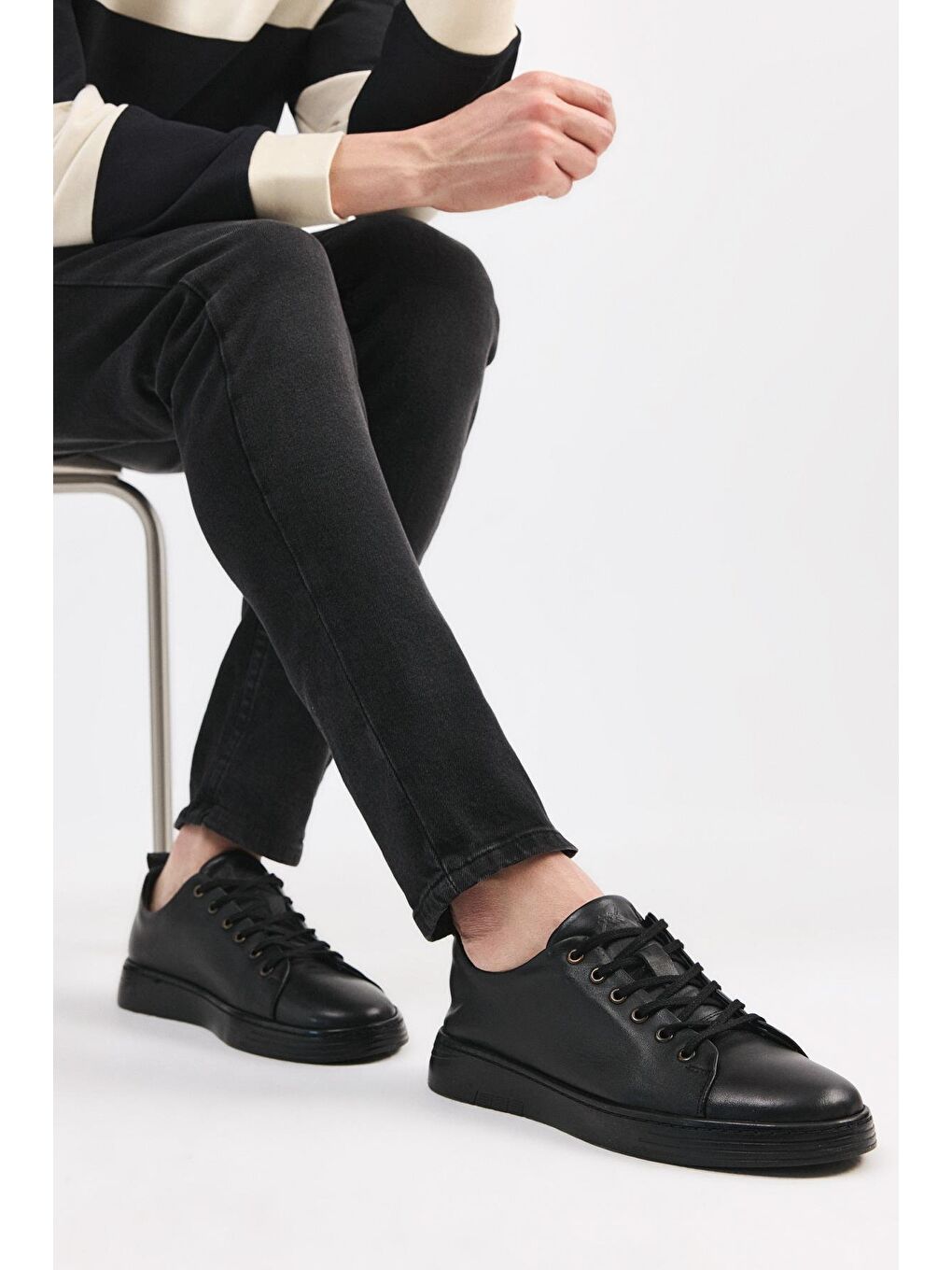 Hakiki Deri Siyah Erkek Günlük Ayakkabı-1