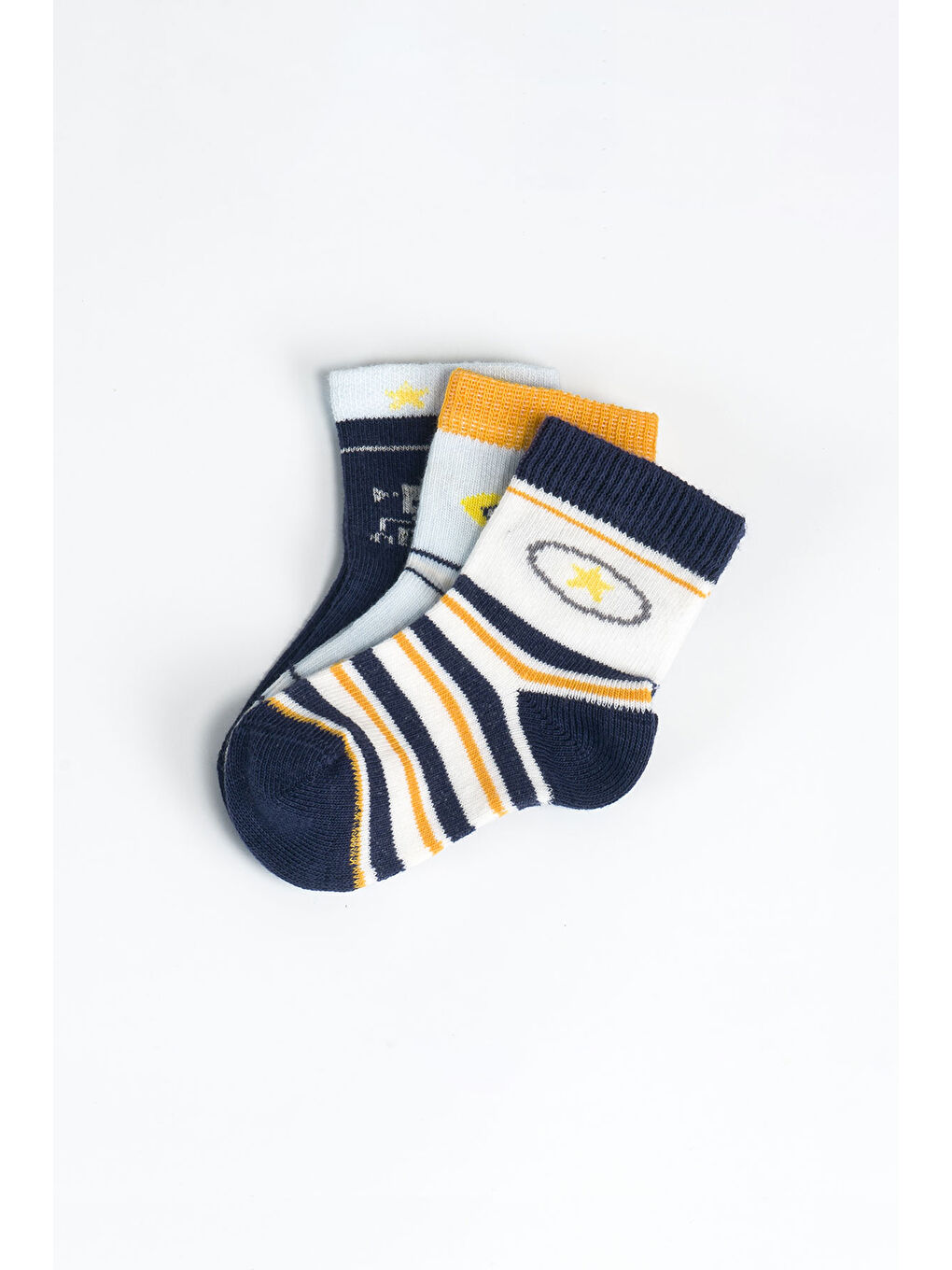 Ekru Erkek Bebek Basic Dikişsiz 3 'lü Soket Çorap 0 Ay - 36 Ay-1