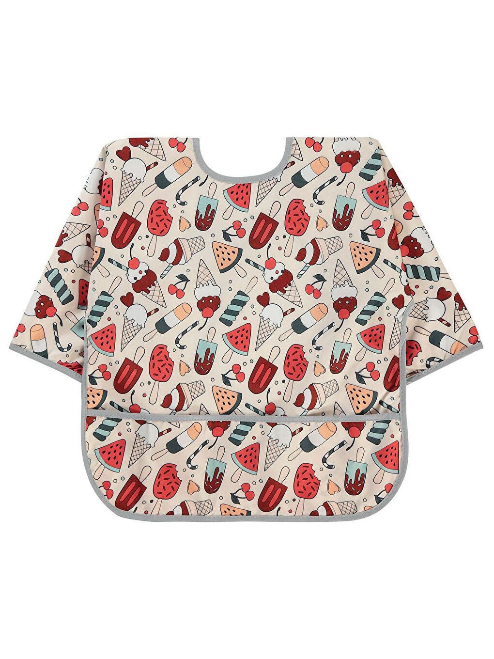 Baby Dondurma Baskılı Uzun Kollu Mama Önlüğü - Gri Standart