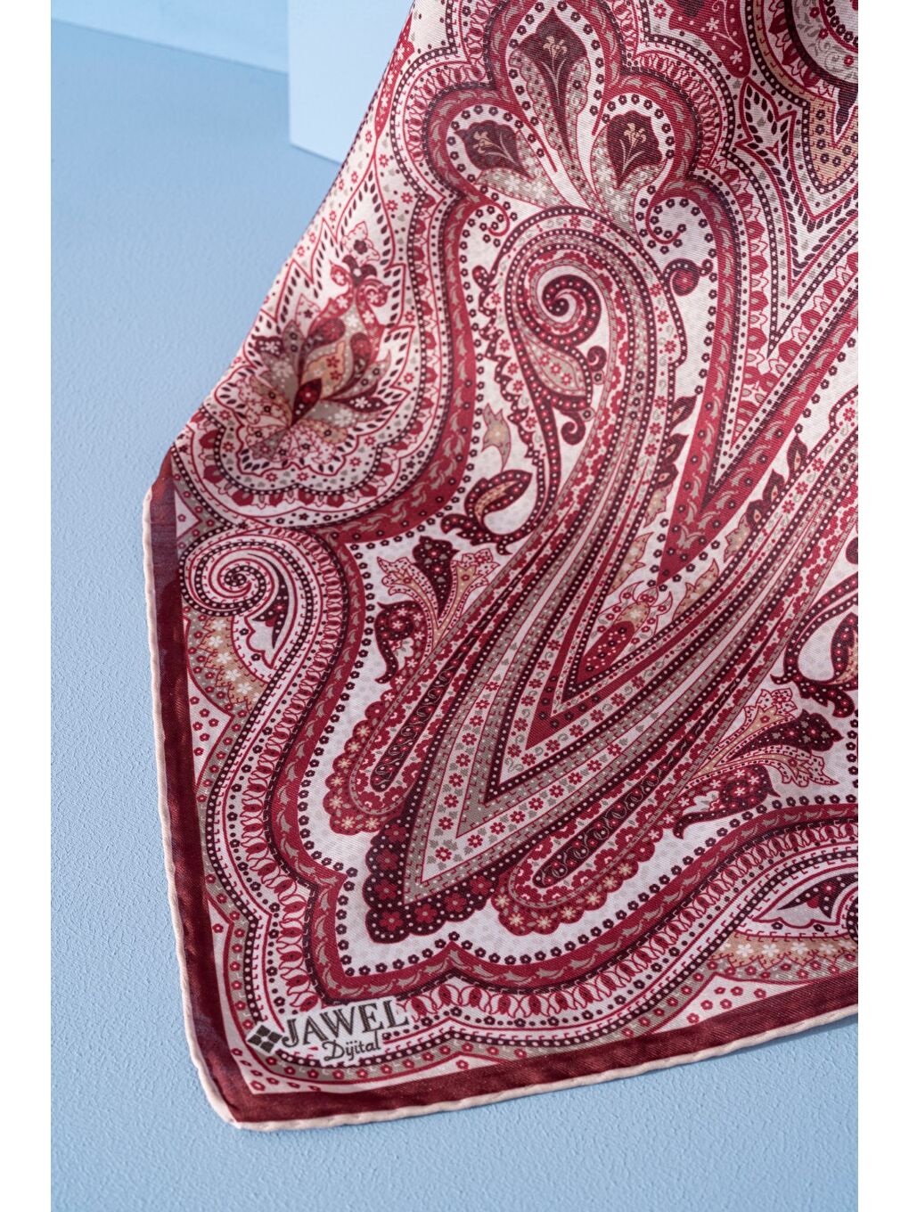 Ekru Kadın Pamuksu Etnik Desenli Soft Eşarp-1