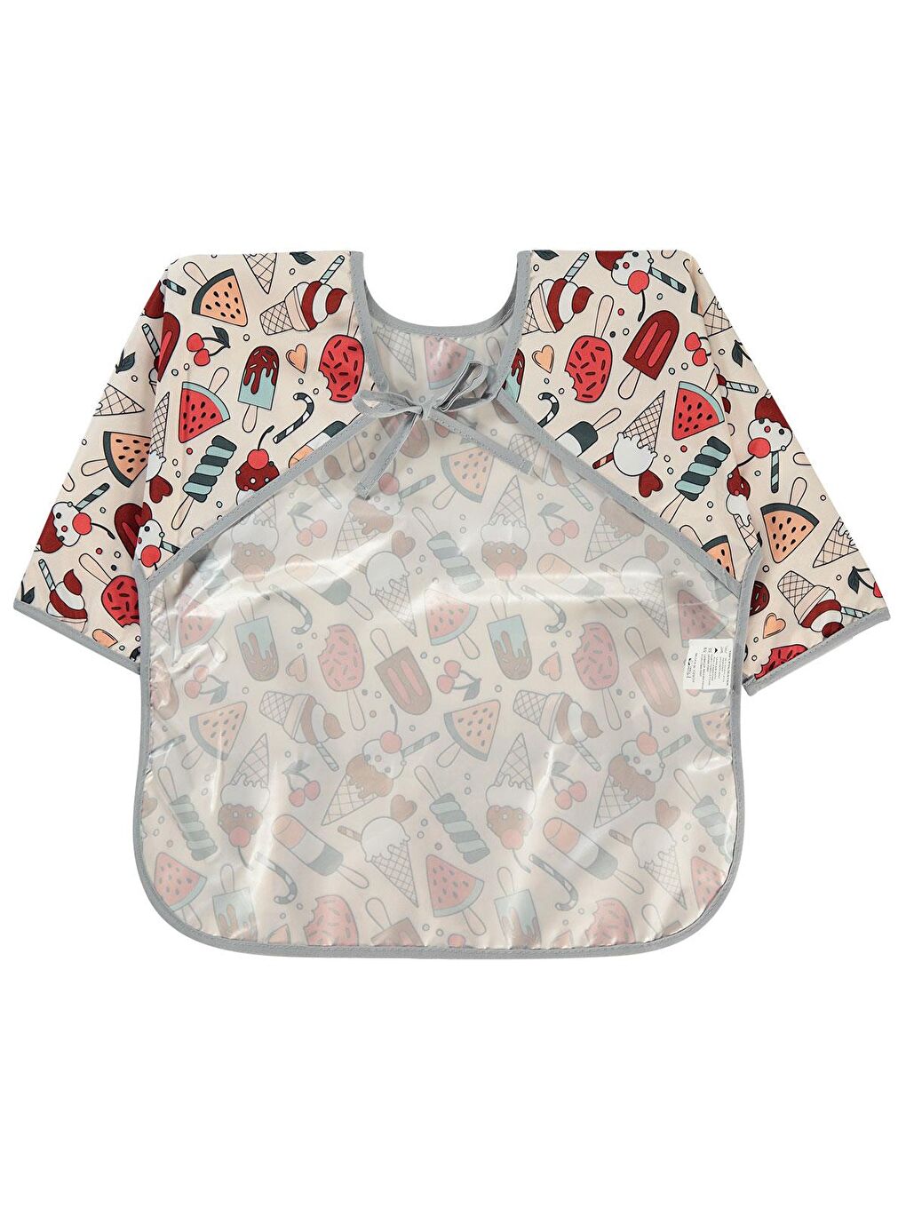 Baby Dondurma Baskılı Uzun Kollu Mama Önlüğü - Gri Standart-1