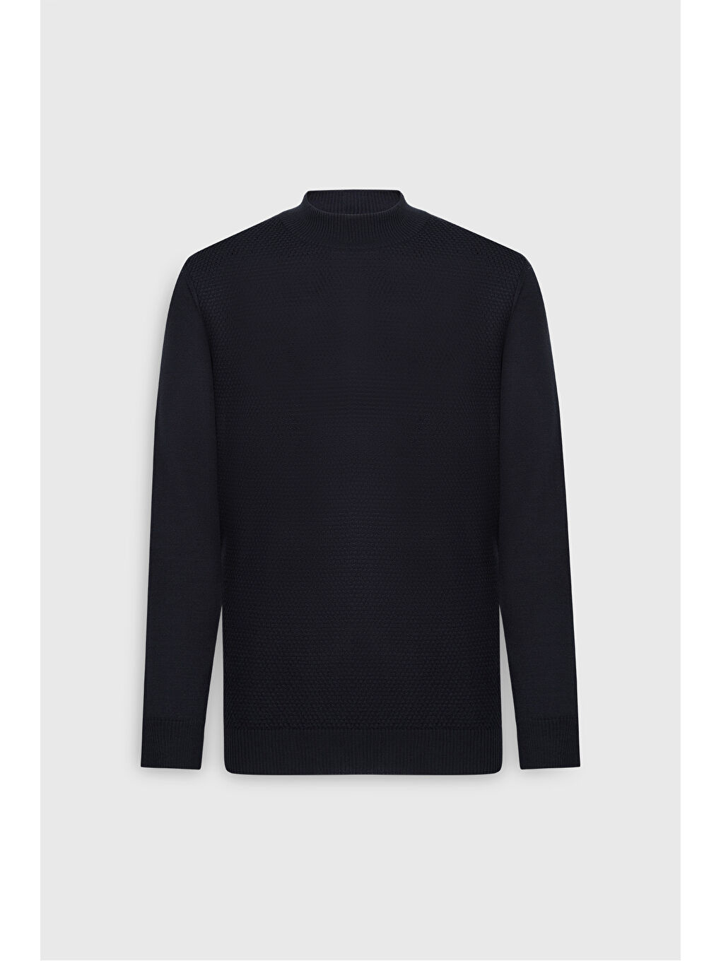 Erkek Lacivert Yünlü Sıcak Tutan Standart Fit Yarım Balıkçı Yaka Petek Dokulu Triko Kazak-6