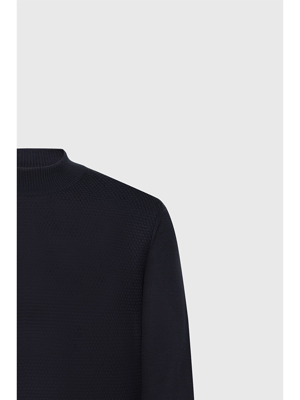 Erkek Lacivert Yünlü Sıcak Tutan Standart Fit Yarım Balıkçı Yaka Petek Dokulu Triko Kazak-7