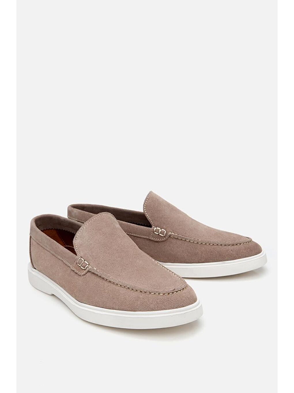 Erkek Süet Deri Bej Hafif Tabanlı Günlük Loafer-1