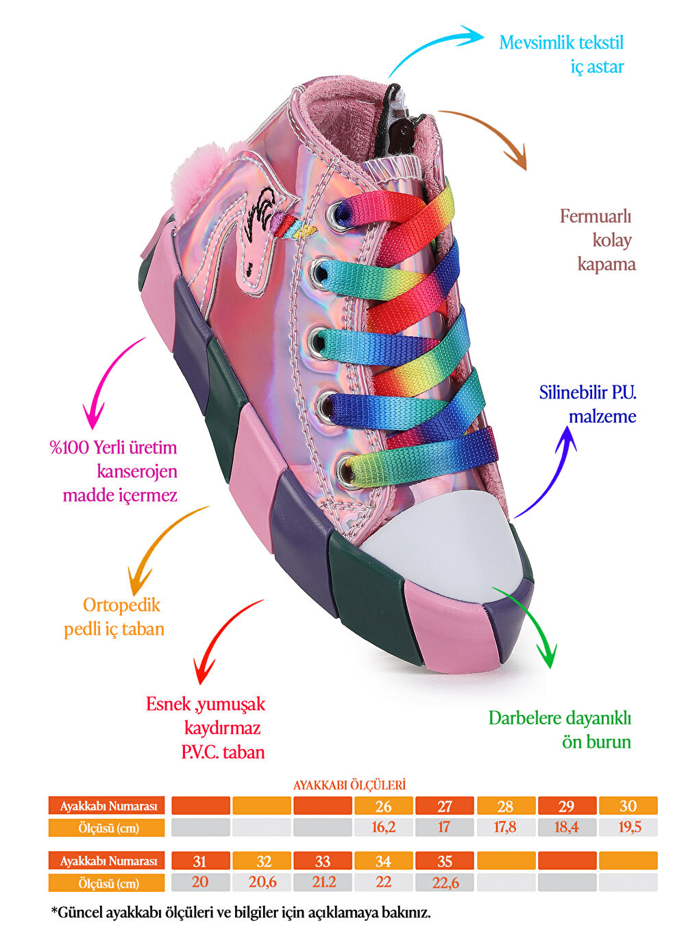Pembe Fermuarlı Kız Çocuk Spor Ayakkabı-1