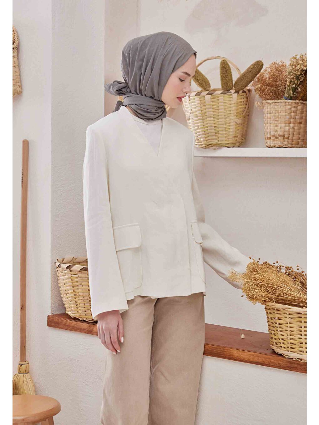 Gri Bambu Şal Duman-1