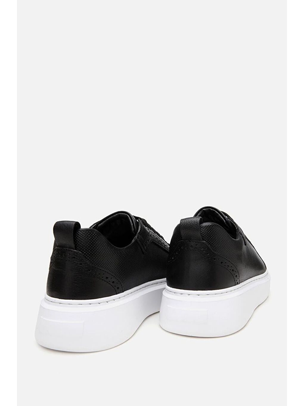 Erkek Deri Siyah Hafif Tabanlı Spor Ayakkabı-6