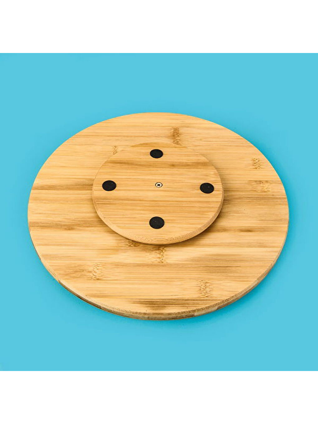 Dönebilen Stantlı Pizza Sunum Panosu - Açık Kahverengi - 30x30x2,5 cm-1