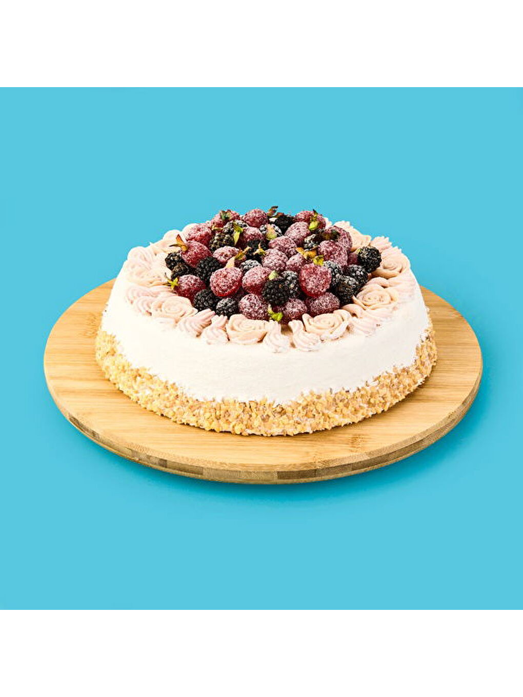 Dönebilen Stantlı Pizza Sunum Panosu - Açık Kahverengi - 30x30x2,5 cm-2