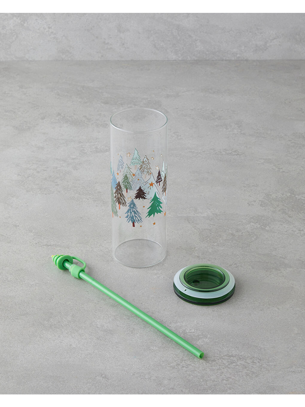 Winter Tree Borosilikat Pipetli Bardak 460 ml Yeşil-1