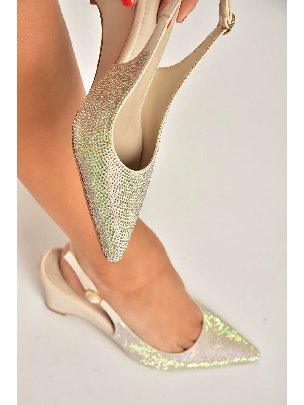 Bej Ten Kadın Topuklu Ayakkabı Y820801204-2