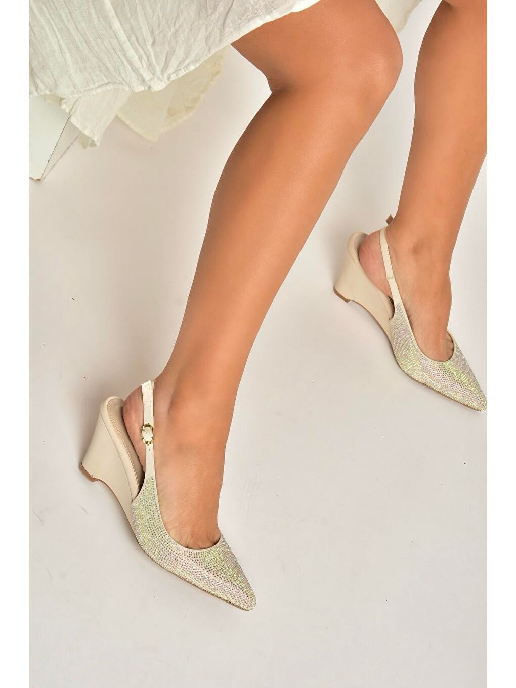 Bej Ten Kadın Topuklu Ayakkabı Y820801204-3