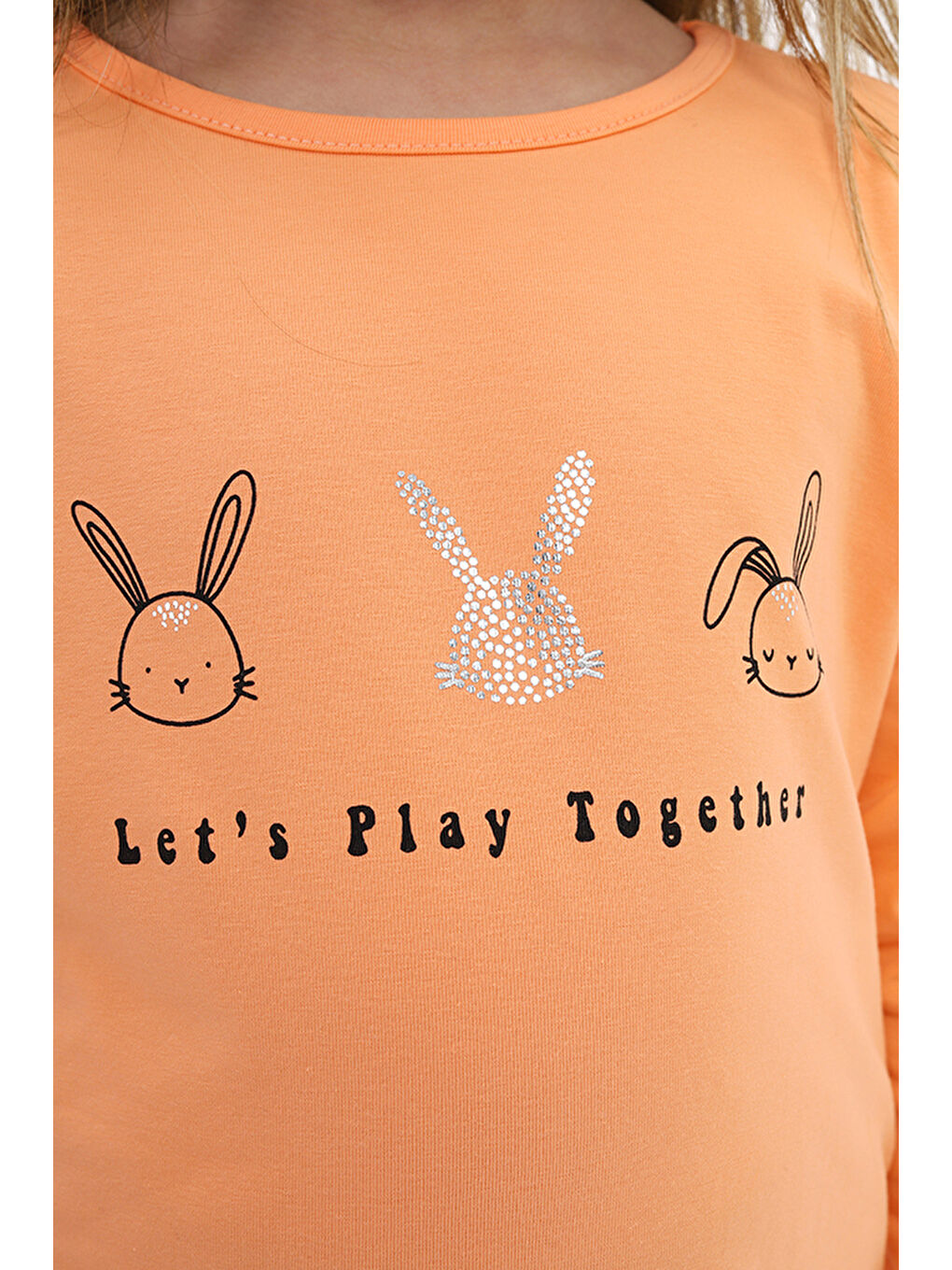 Turuncu Kız Çocuk Baskılı Tişört-2
