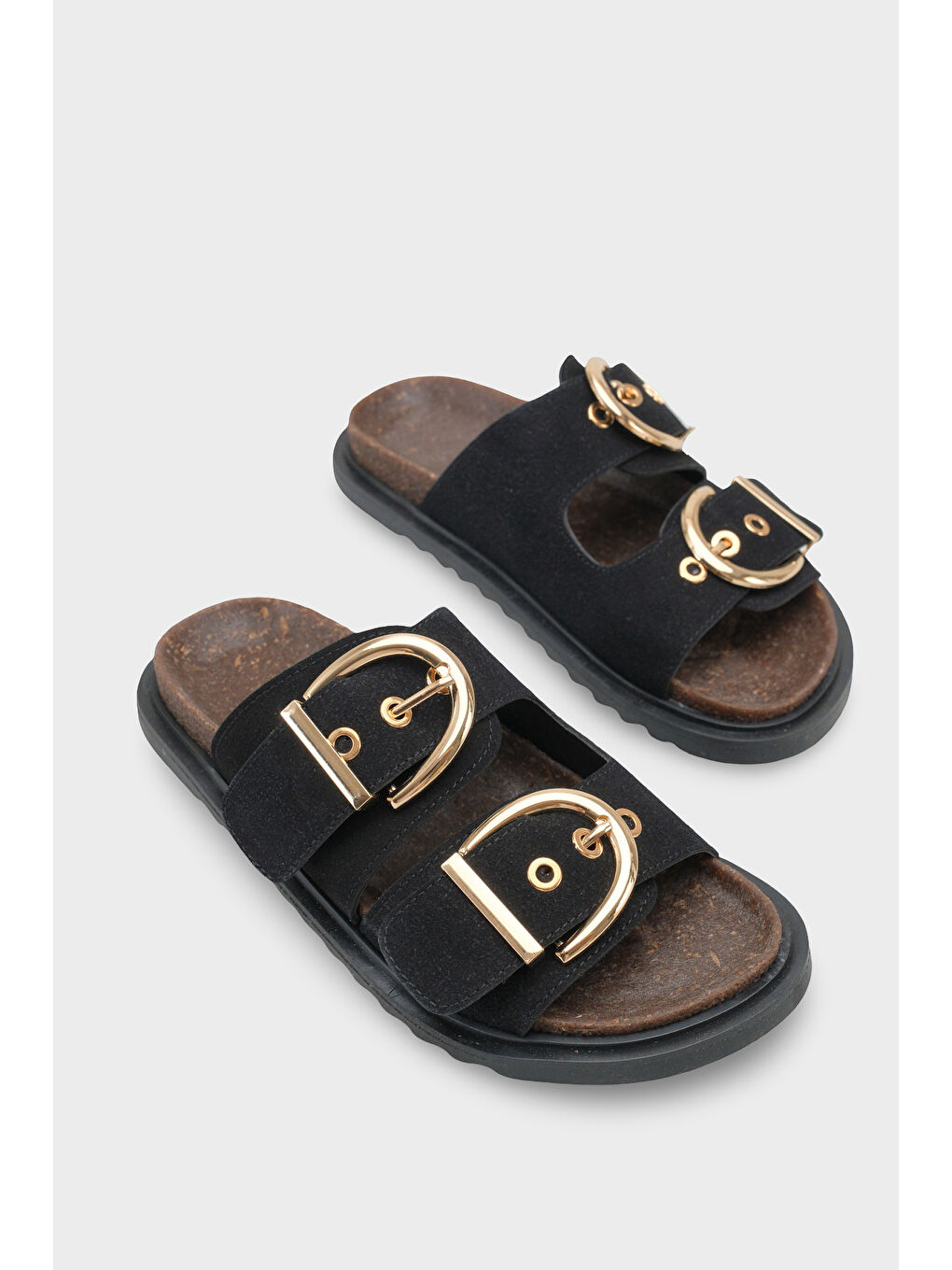 Siyah Zelda Düz Topuklu Metal Tokalı Konfor Kadın Terlik-1