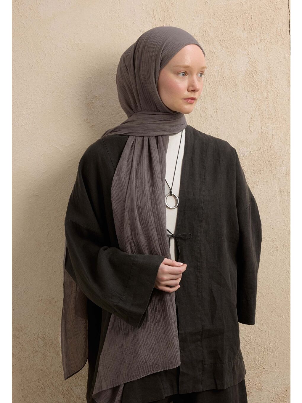 Modal Damalı Şal Metalik Gri