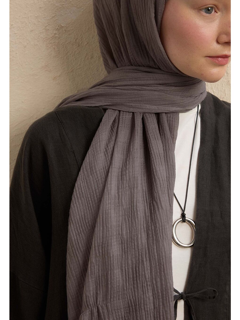 Modal Damalı Şal Metalik Gri-2