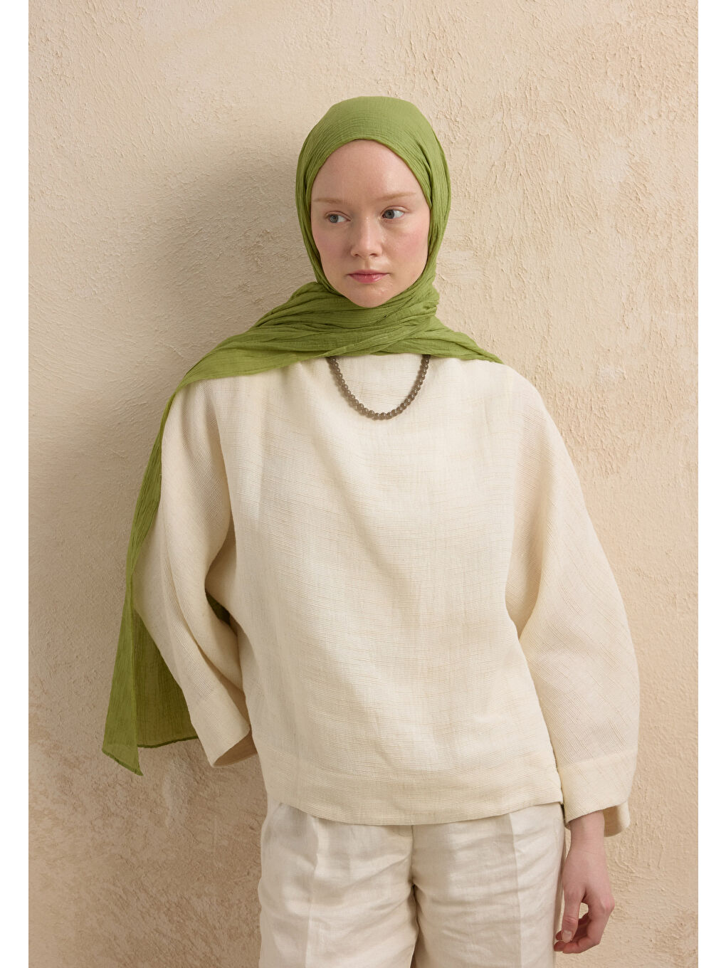 Yeşil Modal Damalı Şal Yaprak-1