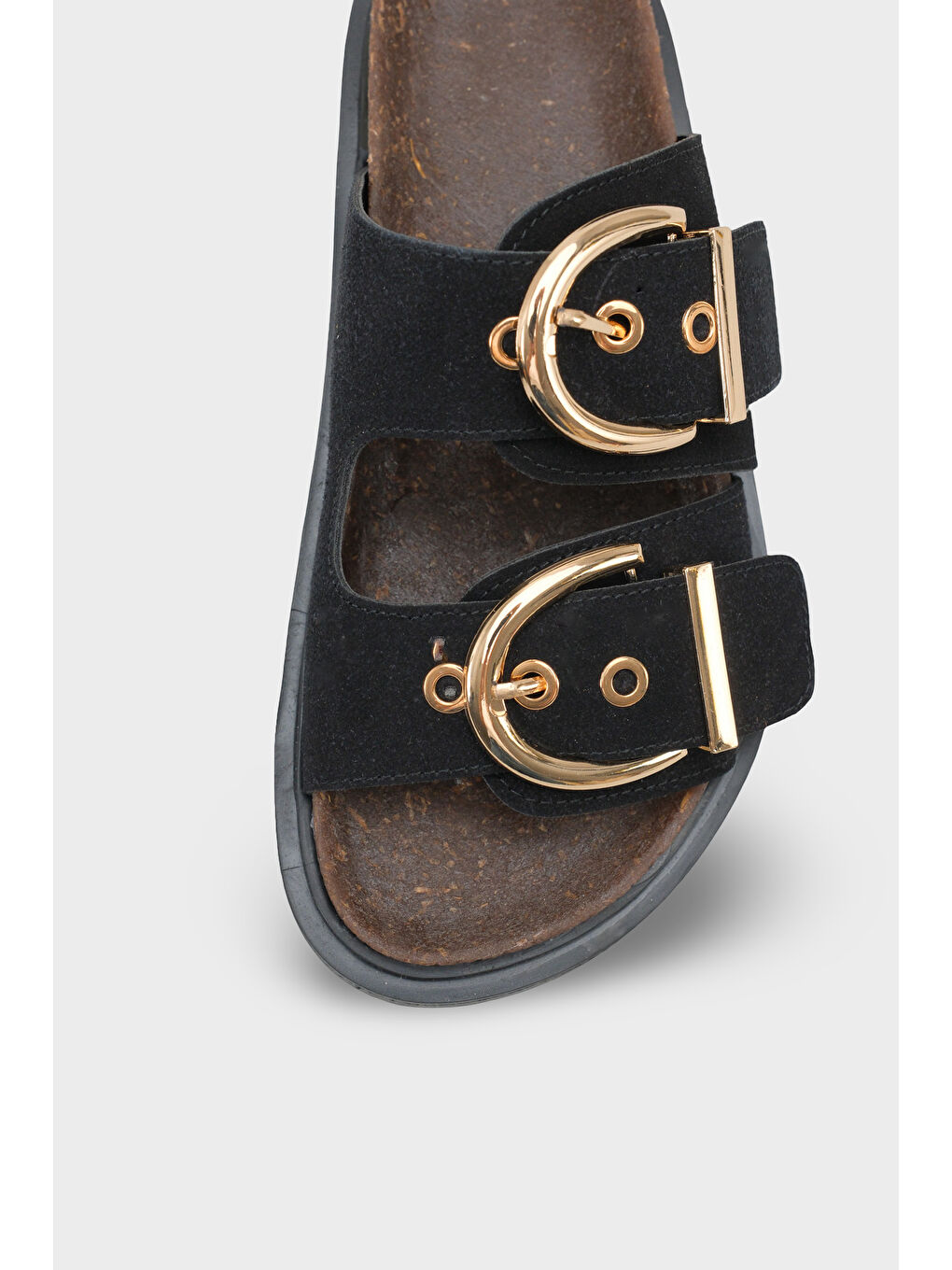 Siyah Zelda Düz Topuklu Metal Tokalı Konfor Kadın Terlik-2