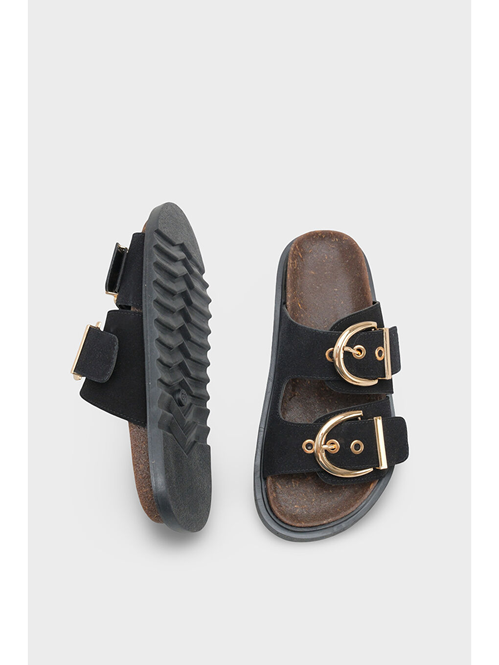 Siyah Zelda Düz Topuklu Metal Tokalı Konfor Kadın Terlik-4