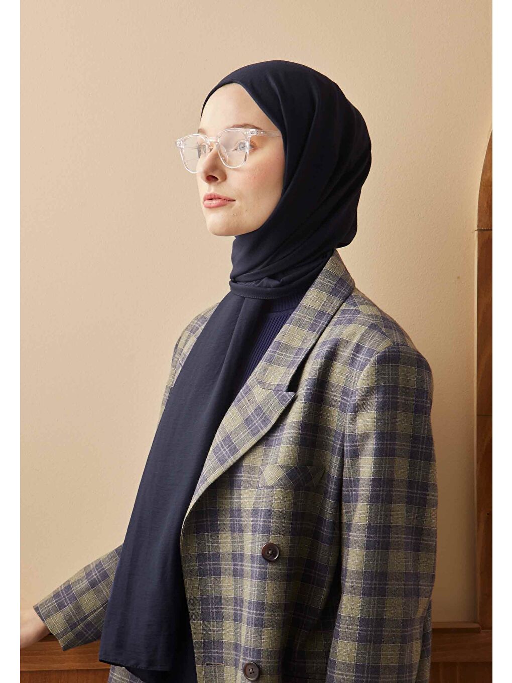 Pamuk Crash Şal Lacivert-2