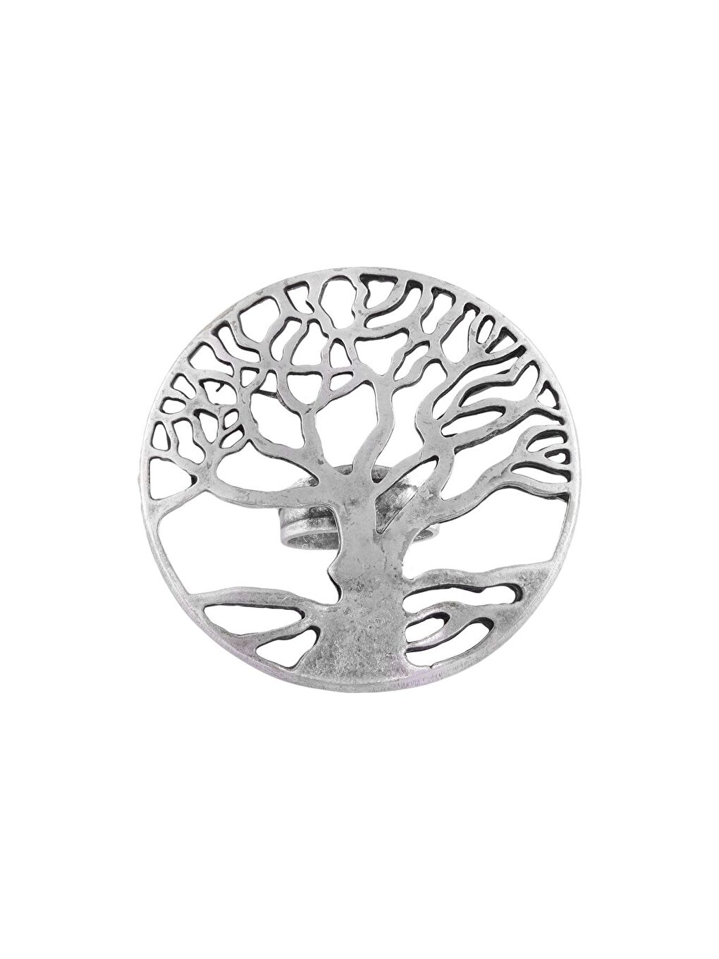 Gri Kadın Antik Gümüş Kaplama Ayarlanabilir Hayat Ağacı Yüzük